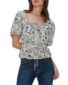 7 For All Mankind Toile Gathered Peasant Top