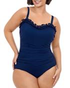 Profile By Gottex Ruched Ruffle Trim Swimsuit