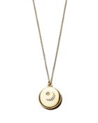 Sasha Samuel 14k Yellow Gold Plate Lia Locket Necklace With Moon Cubic Zirconia, 20
