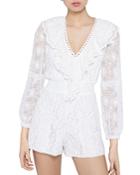 Alice + Olivia Tesha Smocked Ruffle Romper