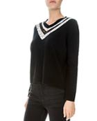 The Kooples Lace-inset Wool-blend Sweater