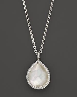 Ippolita Sterling Silver Stella Teardrop Necklace In Mother-of-pearl With Diamonds, 16