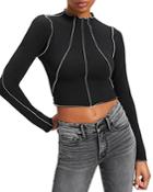Good American Cropped Mock Neck Top