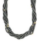 Lagos 18k Yellow Gold And Sterling Silver Caviar Icon Hematite Multi Strand Necklace, 18