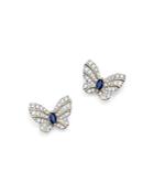 Diamond And Sapphire Butterfly Stud Earrings In 14k Yellow Gold - 100% Exclusive