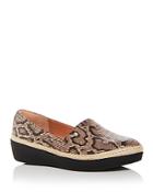Fitflop Women's Casa Snake Embossed Leather Wedge Platform Loafers