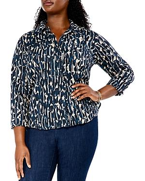 Nic+zoe Plus New Wave Abstract Print Crinkle Shirt