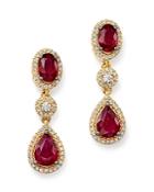 Bloomingdale's Ruby & Diamond Oval Drop Earrings In 14k Yellow Gold - 100% Exclusive