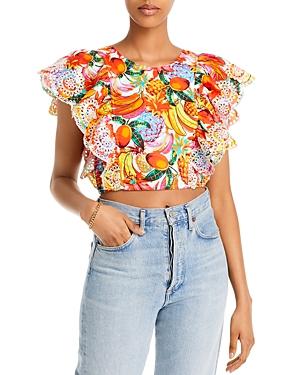 Aqua Fruit Print Cotton Top - 100% Exclusive