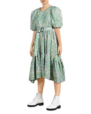 Ted Baker Linen Animal Print Midi Dress