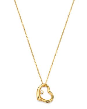 Bloomingdale's Diamond Open Heart Pendant Necklace In 14k Yellow Gold, 18 - 100% Exclusive