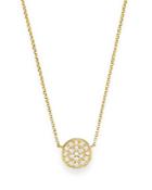 Diamond Pave Disk Pendant In 14k Yellow Gold, 0.25 Ct. T.w.