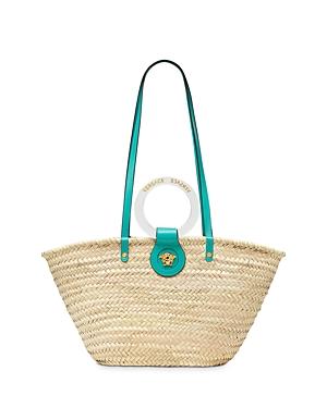 Versace Paglia Vitello Foula Raffia Tote