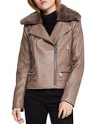 Bcbgeneration Faux-fur Collar Faux Leather Moto Jacket
