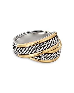 David Yurman Sterling Silver Dy Origami Ring With 18k Yellow Gold