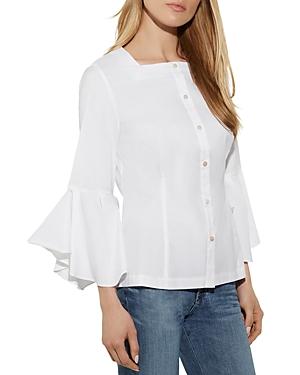 Misook Ruffled Handkerchief Sleeve Blouse