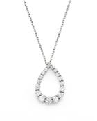 Diamond Graduated Teardrop Pendant Necklace In 14k White Gold, .90 Ct. T.w.