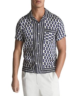 Reiss Lavern Short Sleeve Geo Print Shirt