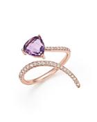 Amethyst And Diamond Open Swirl Ring In 14k Rose Gold - 100% Exclusive