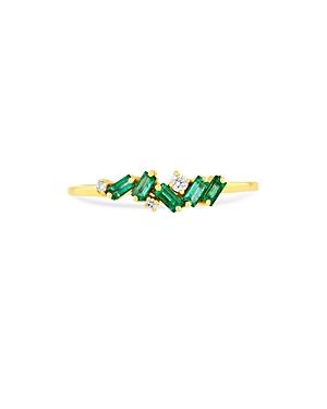 Suzanne Kalan 18k Yellow Gold Fireworks Emerald & Diamond Scatter Cluster Ring