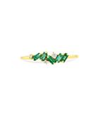 Suzanne Kalan 18k Yellow Gold Fireworks Emerald & Diamond Scatter Cluster Ring