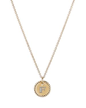 David Yurman F Initial Charm Necklace With Diamonds In 18k Gold, 16-18