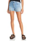 Mother The Pixie Dazzler Frayed Denim Shorts In Blowing Kisses
