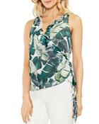 Vince Camuto Jungle Palm Ruffled Wrap Top