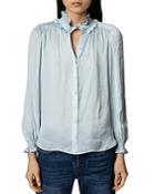 Zadig & Voltaire Tacca Satin Ruffle Blouse