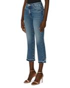 7 For All Mankind High Waist Slim Kick Raw Hem Jeans In Luxe Vintage Iris Blue