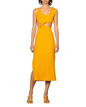 Sandro Lolie Cutout Ribbed Midi Dress