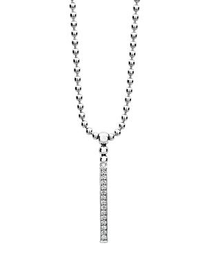Lagos Sterling Silver Caviar Spark Diamond Stick Pendant Necklace, 16
