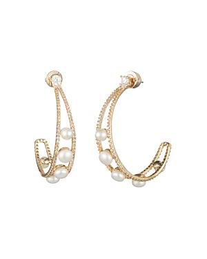 Carolee Cultured Freshwater Pearl Hoop Earrings