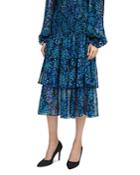 The Kooples Smocked Tiered Floral Silk Midi Skirt