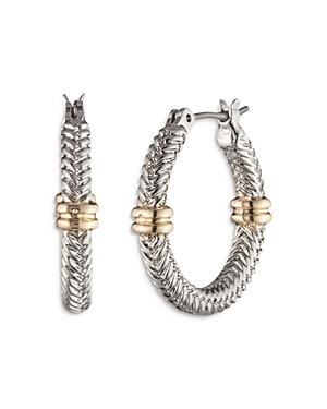 Lauren Ralph Lauren Two-tone Herringbone Huggie Hoop Earrings