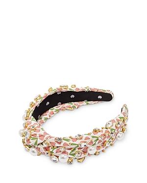 Lele Sadoughi Faux Pearl & Crystal Slim Knotted Headband