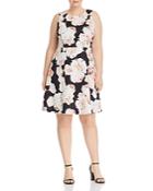 Adrianna Papell Plus Floral-print Fit-and-flare Dress