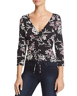 Guess Erie Ruched Drawstring Floral Top