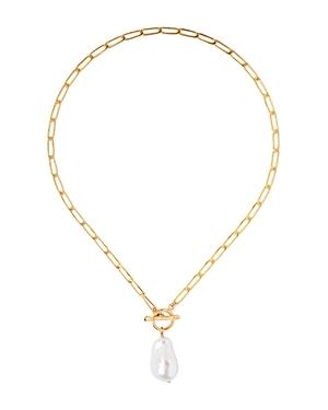 Chan Luu Cultured Freshwater Pearl Toggle Necklace In 18k Gold-plated Sterling Silver, 17.25