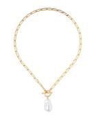 Chan Luu Cultured Freshwater Pearl Toggle Necklace In 18k Gold-plated Sterling Silver, 17.25