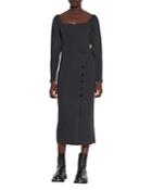 Sandro Madine Knit Midi Dress With Button Details