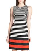 Calvin Klein Striped Ponte Dress