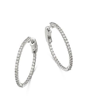 Bloomingdale's Micro-pave Diamond Inside Out Hoop Earrings In 14k White Gold, 0.75 Ct. T.w. - 100% Exclusive
