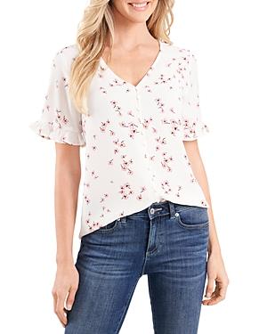 Cece Ruffle Sleeve Cascading Florets Blouse