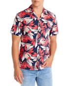 Michael Kors Cotton Stretch Floral Print Slim Fit Button Down Camp Shirt
