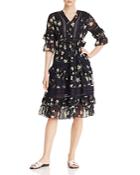 Aqua Lace-inset Ruffled Floral Midi Dress - 100% Exclusive