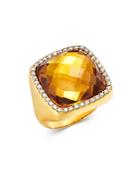 Roberto Coin 18k Yellow Gold Citrine Doublet Cocktail Ring With Diamonds
