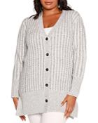 Belldini Plus Plaited Cable Knit Cardigan Sweater