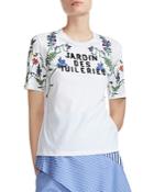 Maje Tobin Floral-embroidered Graphic Tee