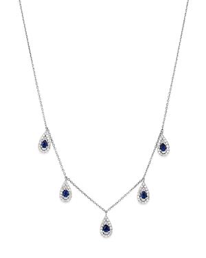 Bloomingdale's Sapphire & Diamond Drop Necklace In 14k White Gold - 100% Exclusive